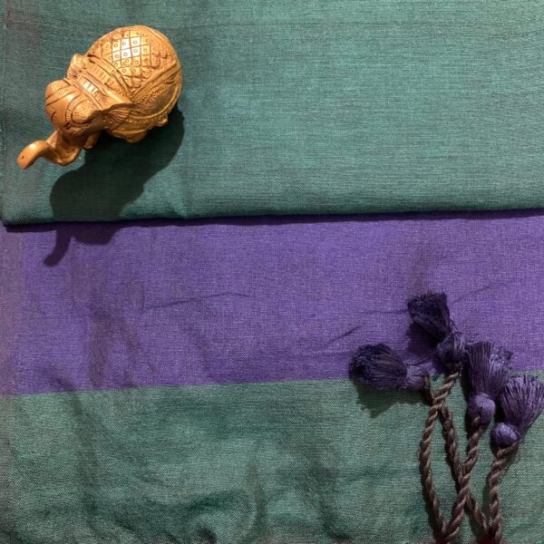 Purple & Green - Pure Cotton Handloom Khadi Saree